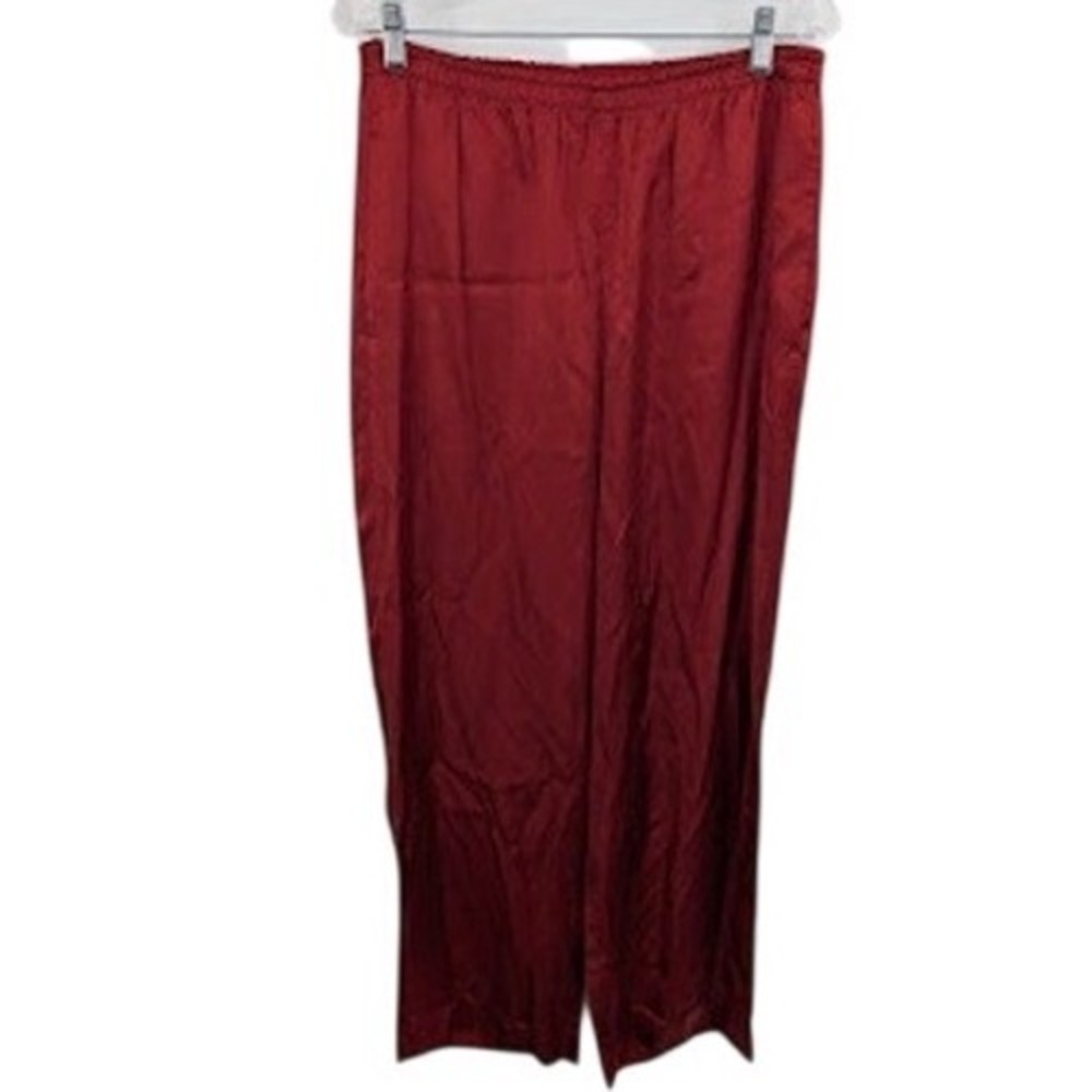 Vince Satin Wide leg Pants Burgundy NWT Women's sz Large